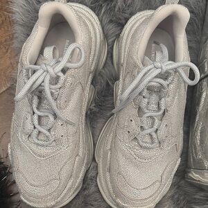 Balenciaga Metallic Silver Sneakers